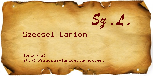 Szecsei Larion névjegykártya